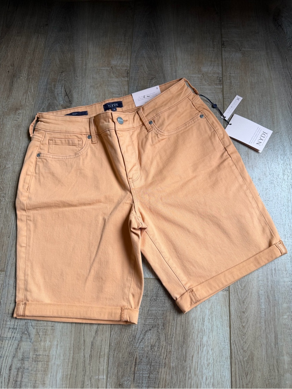 NYDJ Women's Peach-Orange Flat Front Denim Shorts